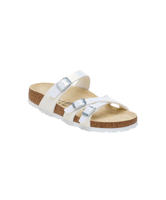 Birkenstock Franca Shiny Embossed Birko-Flor White Sandals