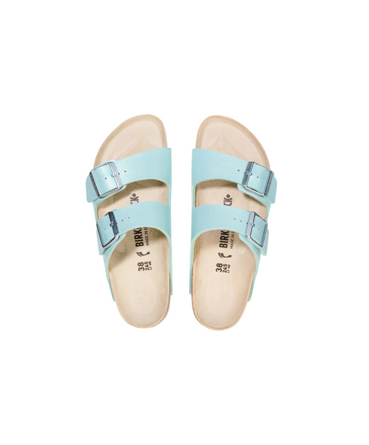 Birkenstock Arizona Shiny Lizard Embossed Birko-Flor Surf Green Sandals