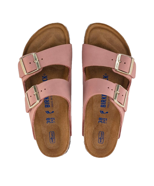 Birkenstock Arizona Nubuck Leather Old Rose Soft Footbed Sandals