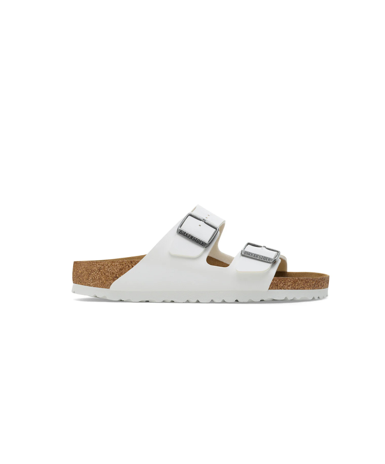 Birkenstock Arizona Birko-Flor White Pewter Buckle Sandals