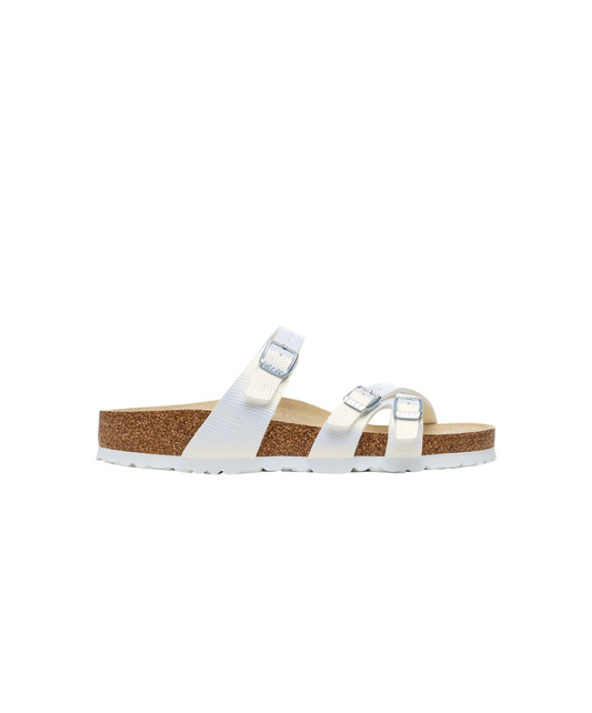 Birkenstock Franca Shiny Embossed Birko-Flor White Sandals