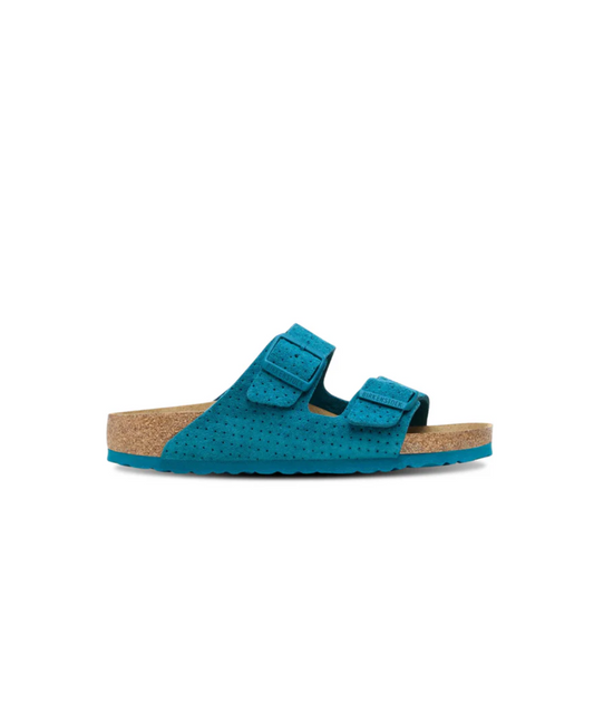 Birkenstock Arizona Embossed Suede Leather Deep Turquoise Sandals