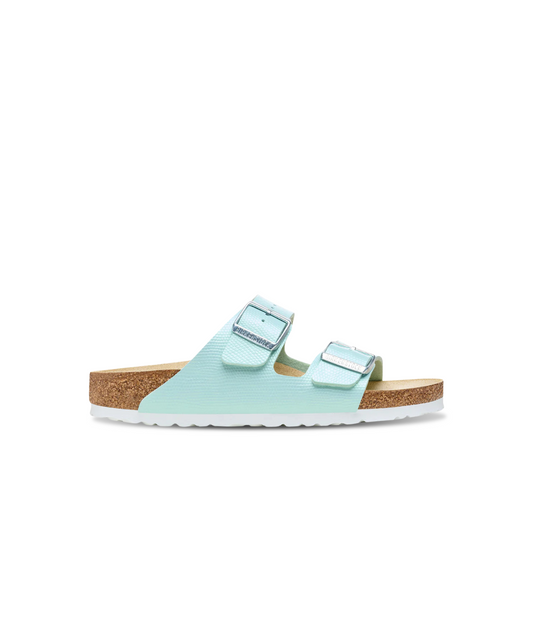 Birkenstock Arizona Shiny Lizard Embossed Birko-Flor Surf Green Sandals