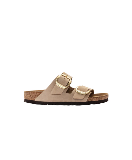 Birkenstock Arizona Big Buckle Nubuck Leather Sandcastle Sandals