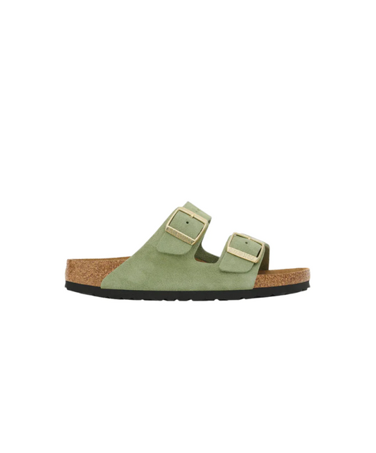 Birkenstock Arizona Soft Footbed Suede Leather Green Tea Sandals