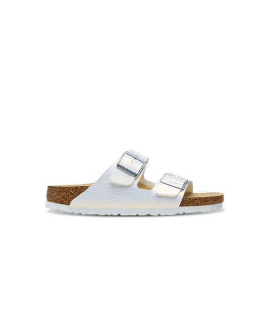 Birkenstock Arizona Shiny Lizard Embossed Birko-Flor White Sandals
