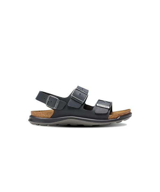 Birkenstock Milano Cross Town Oiled Leather Black Womens Sandals