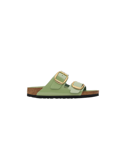 Birkenstock Arizona Big Buckle High Shine Natural/Patent Leather Green Tea Sandals